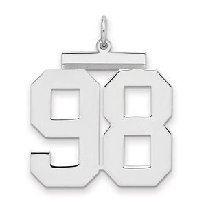 Sterling Silver, Athletic Collection, Large Polished Number 98 Pendant